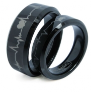 Matching Black Comfort Fit Tungsten Carbide Rings with Laser Forever Love Design 8mm (Size 5 -16) His & 6mm (Size 4-16) Hers Set Aniversary/engagement/wedding Bands. Please E-mail Sizes