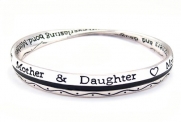 Bracelet - B264 - Bangle Style - Inscribed with Mothers and Daughters Share an Everlasting Bond ~ Silver Tone Metal (68mm)