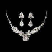 Modern Courture Collection Bridal Earring and Necklace Set available in gold or silver