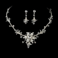 Swarovski Crystal Silver Rhinestone necklace and earrings set Bridal Set