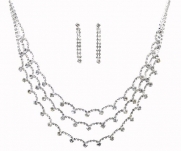 Stunning New Jewelry Set - Bridal or Prom: Silver with Imported Crystal / Rhinestone