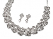 Wedding Jewelry Set, Pearl & Rhinestone Bridal Choker & Earrings 1256 WH