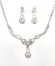 Bold and Timeless - New Jewelry Set - Bridal Formal Prom: Silver with Imported Crystal / Rhinestone