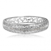 Arinna 18K White Gp Hollow 3 Inch Wedding Engagement Bracelet Swarovski Crystals Arinna