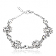 Arinna Petal Flower Wedding Bracelet Chain 18K White Gold Gp Swarovski Crystal