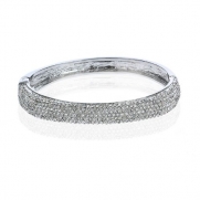 Arinna Simple Wedding Hinged Bracelet White Gp Multi Swarovski Clear Crystals