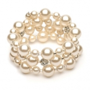 Chunky Pearl & Rhinestone Ball Bridal Bracelet 1359 IV
