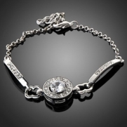 Arinna Wedding Jewelry Bracelet Chain Round Swarovski Crystal 18K White Gold Gp