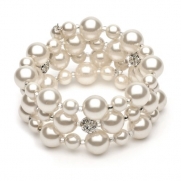 Chunky Pearl & Rhinestone Ball Bridal Bracelet 1359 WH