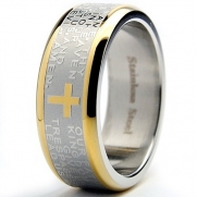 8MM Gold Plated Stainless Steel Lord's Prayer Ring Size 11