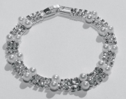 Sweet & Sophisticated White Pearl and Rhinestone Bracelet - Wedding / Prom Jewelry