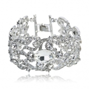 Arinna Wedding Engagement Chain Bracelet Swarovski Crystals 18K White Gold Gp