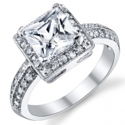 2 Carat Princess Cut CZ Sterling Silver 925 Wedding Engagement Ring Size 10
