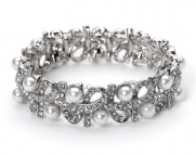 USABride Pearl and Rhinestone Bracelet, Bridal Jewelry 634pe