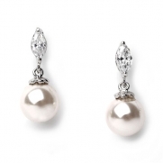 Wedding Earrings, Petite Pearl and Rhinestone Drop Bridal Earrings 640