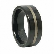 8mm Comfort Fit High Polish Black Plating Silver Center Tungsten Carbide Ring Men's Aniversary/engagement/wedding Band (Size 8,9,10,11 Selectable) Size 8