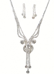 Graceful Fireworks - New Jewelry Set - Bridal or Prom: Silver with Imported Crystal / Rhinestone