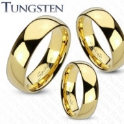 Tungsten Carbide Gold IP Shiny Finish Traditional Wedding Band; Comes with Free Gift Box (9)