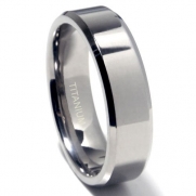 Titanium 7mm Beveled Edge Wedding Band Ring Sz 8.5 SN#797