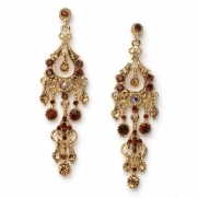 Large Gold Topaz Rhinestone Dangle Chandelier Earrings for Evenings, Cocktails, Bridesmaids & Special Occasions 1243 BR