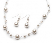 Ivory Bridal Jewelry, Large Pearl Necklace & Earrings for Weddings & Bridesmaids 664 IV