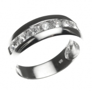 Platinum Plated Sterling Cubic Zirconia Wedding Band Ring 8