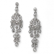 Large Silver Rhinestone Dangle Chandelier Earrings for Evenings, Cocktails, Special Occasions, Bridesmaids & Weddings 1243 S