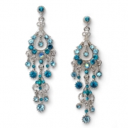 Large Turquoise Rhinestone Dangle Chandelier Earrings for Evenings, Cocktails, Special Occasions, Bridesmaids & Weddings 1243 T