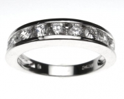 Platinum Plated Sterling Silver Cubic Zirconia Wedding Band Stackable Ring Size 7