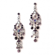 Large Amethyst Rhinestone Dangle Chandelier Earrings for Evening, Cocktails, Bridesmaids & Special Occasions 1243 A