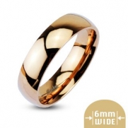 Stainless Steel 6mm Wide Glossy Mirror Polished Rose Gold IP Dome Band Ring; Comes With Free Gift Box (5)