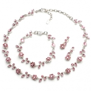 USABride Pink Floral Vine 3-Piece Jewelry Set 1556 P