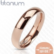 TIR-0009 Solid Titanium Rose Gold IP 4mm Wide Classic Band Ring; Comes With Free Gift Box (4.5)