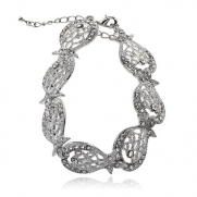 Arinna Chic Adorable Wedding Hand Chain Bracelet 18K White Gp Swarovski Clear Crystals