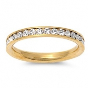 STR-0023 316L Gold IP Stainless Steel Eternity CZ Wedding Band Ring 3mm Sz 3-10; Comes With FREE Gift Box (5)