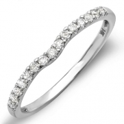 0.25 Carat (ctw) 14K White Gold Round White Diamond Anniversary Wedding Ring Matching Band 1/4 CT (Size 5)
