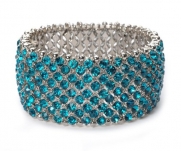 Nine Row Turquoise Rhinestone Stretch Bracelet 1222 T