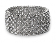 Nine Row Silver Rhinestone Stretch Bracelet 1222 S