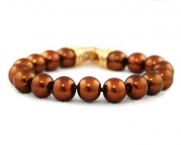 Chestnut Brown Pearl Bracelet & Stud Earring SET -Brown Bridesmaid Jewelry