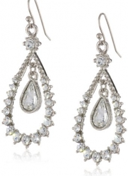 1928 Jewelry Bridal Crystal Silver-Tone Crystal Teardrop Earrings