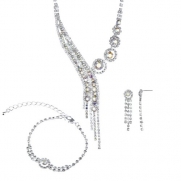 Wedding Jewelry: Katrine's Cubic Zirconia Fringe Necklace, Bracelet, and Earring Set