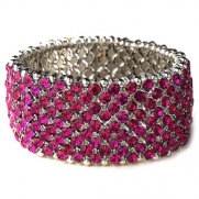 Nine Row Fuchsia Rhinestone Stretch Bracelet 1222 F