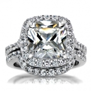Sheera's Faux Diamond Wedding Ring Set - Cushion Cut