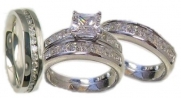 Edwin Earls His & Her 4 Piece Wedding Ring Set 925 Sterling Silver (Womens 5-11)(mens 8-13) Please Email Us the Sizes That You Need After the Sale.