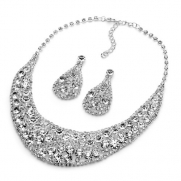 USABride 2-Piece Rhinestone Earring and Necklace Jewelry Set 1570