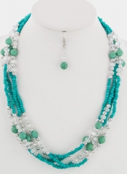 Trendy Fashion Jewelry - Beaded Turquoise Set - By Fashion Destination (Turquoise) | Free Shipping