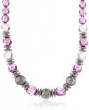 1928 Jewelry Violet Silver-Tone Amethyst Beaded Strand Necklace, 16