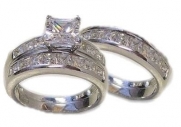 Edwin Earls 3ct Three Ring Wedding Engagement Ring Set Sterling Silver (7)