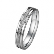 Pearl Sand Seel Ring Titanium Stainless Steel Couple Wedding Band (Women's Size 5)