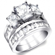 2 Carat Radiant Cut Cubic Zirconia CZ Sterling Silver Women's Wedding Engagement Ring Set Sz 5